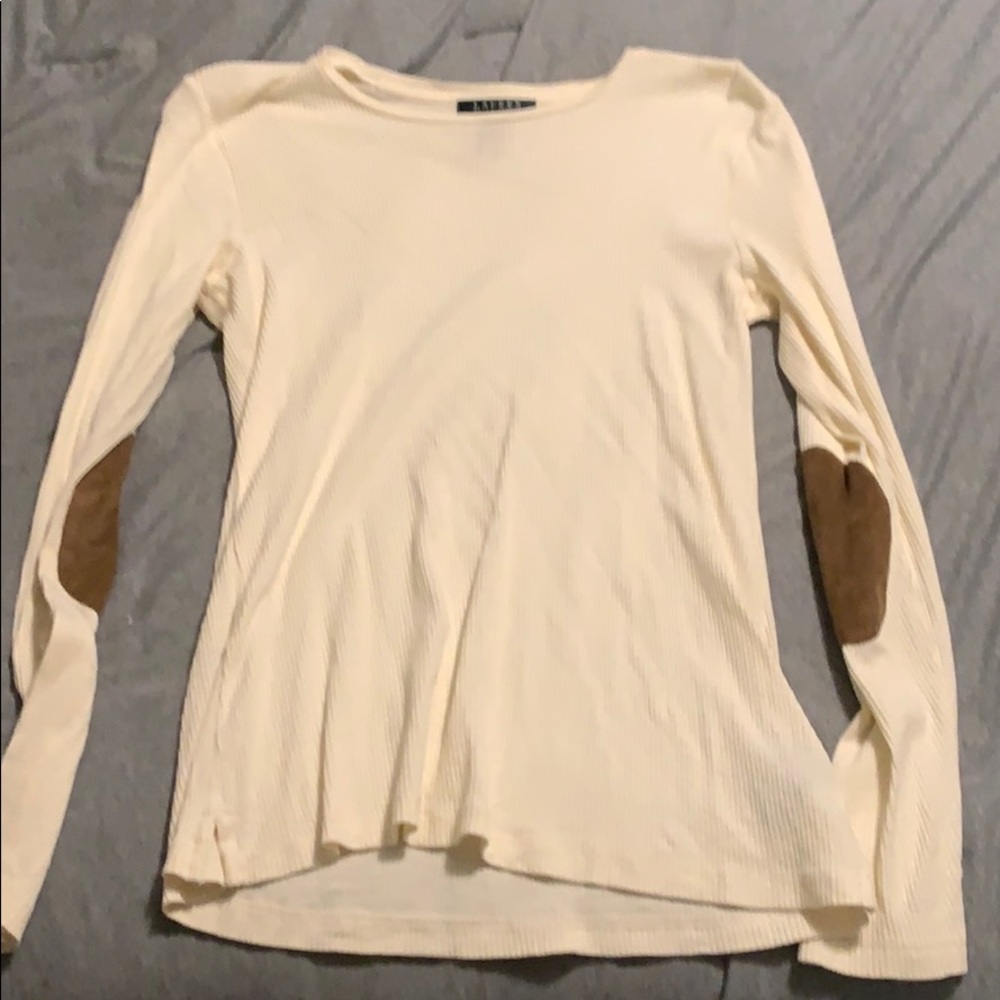 Cream long sleeve with elbow patches, never worn